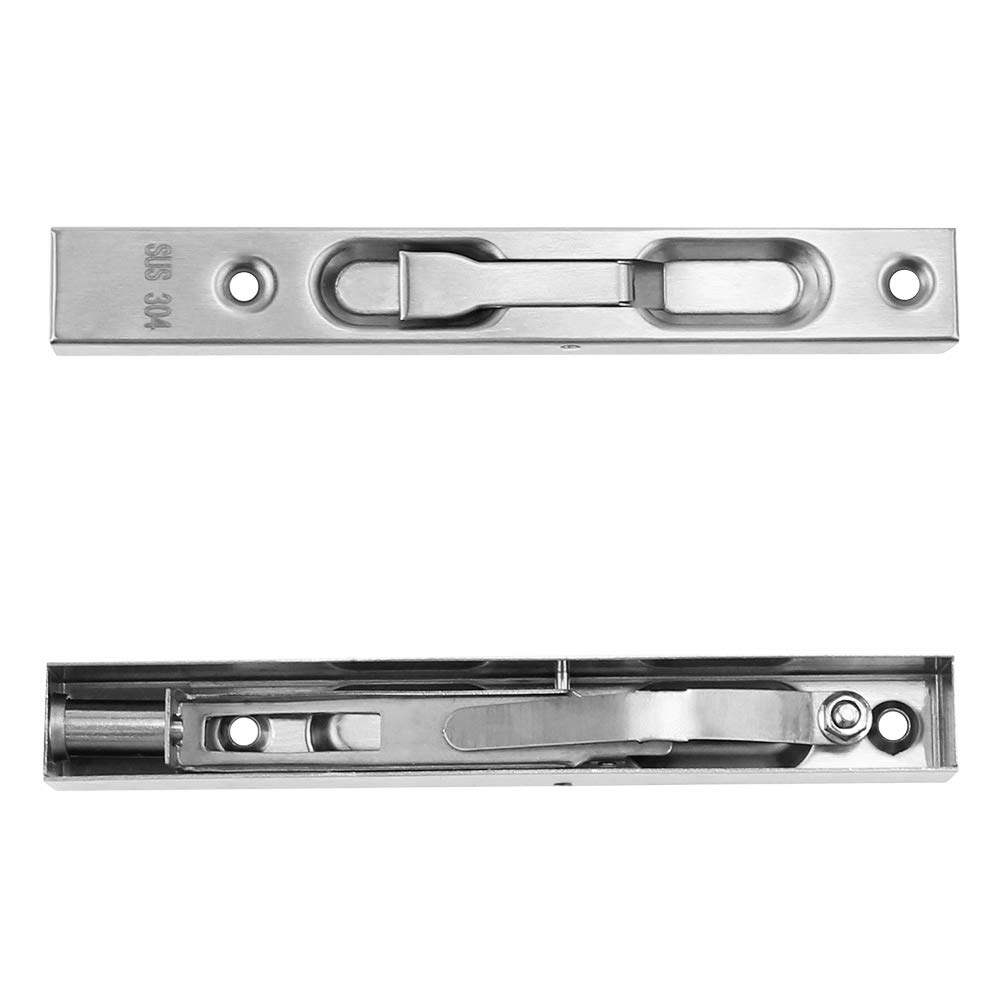 KingYH 6 Inch Door Flush Bolt Latch Lock 304 Stainless Steel Concealed