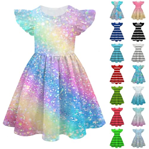 Children‘s Colorful Milk Silk Ruffle Sleeve Summer Casual Dress for Girl Toddler Christmas2