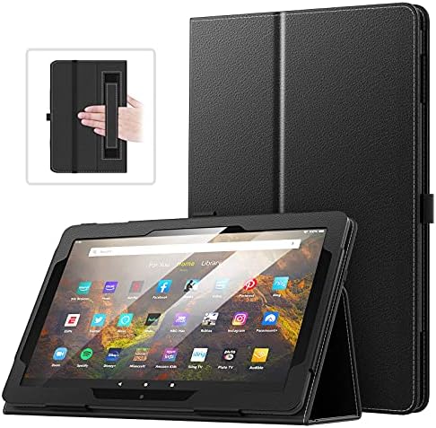 MoKo Case Fits All-New Kindle Fire HD 10 & 10 Plus Tablet (11th Generation, 2021 Release) 10.1" - Slim Folding Stand Cover with Auto Wake/Sleep, Black
