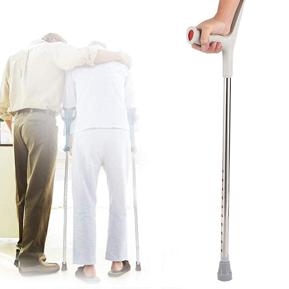 Muletas Seguridad Axila Bastón para la rehabilitación del Paciente Anciano Muleta Codo Plegable, Aleación de Aluminio, Codo, Antebrazo Muleta Codo Plegable Asistencia Ultraligera Altura Ajustable, 1