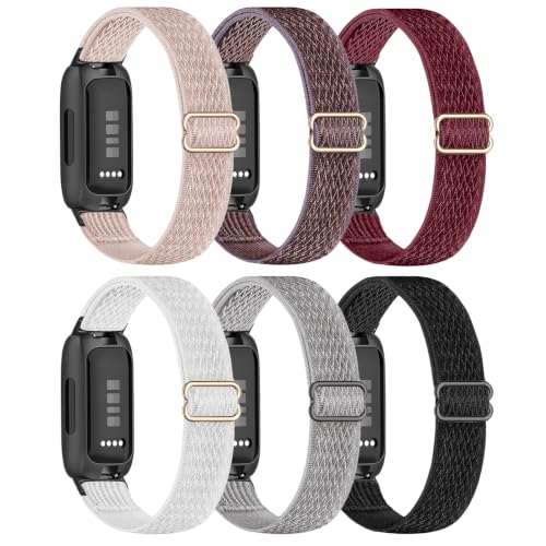 HSWAI �L�k���i�C���� Fitbit Inspire 3�o���h/Inspire 2�o���h�Ή� 6�{�p�b�N �L�k�� ���߉\ �\�t�g�X�|�[�c�����p�X�g���b�v �j�����p �t�B�b�g�l�X�g���b�J�[