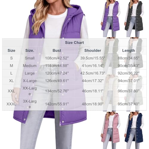 XOGWVJ Womens Long Vests Sleeveless Outerwear Womens Puffer Vest Long Hooded Sleeveless Coat Winter Warm Quilted Zip Up Jacket with Pockets Casual Cold Outerwear Green XL - image 4