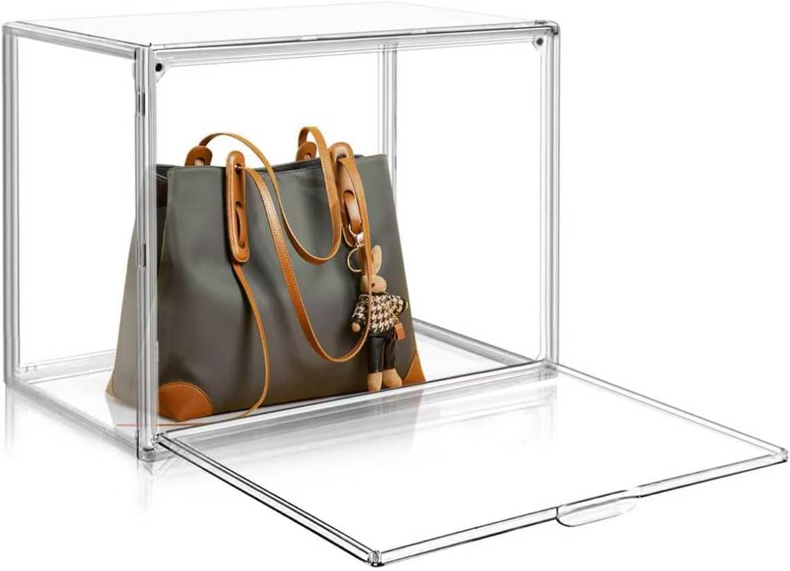 10 Pack Acrylic X-Large Sneaker Shoe Storage Display Case Shoe Boxes Clear Plastic Stackable Bins Boot Handbag Organizer Shoe Cabinet with Magnetic Lids,Size 14