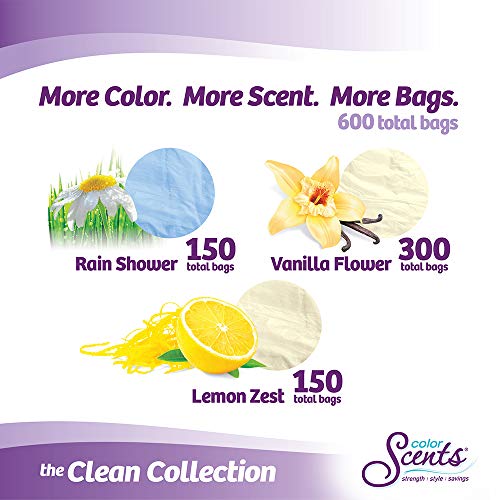 Color Scents - Medium Trash Bags For Lightweight Waste, Twist Tie - 8 Gallon Trash Bags, 600 Count - Laundry & Office Trash Bags, Multi-Color Bags In Clean Collection Scent (12 Packs Of 50 Count) #TOP1