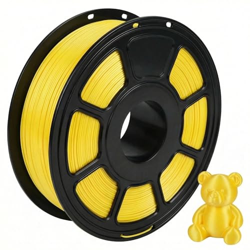 Image of PLA Filament 1.75mm for 3D Printer, Silky Glossy Surface Filament 1kg (2.2lbs) 1 Spool, Silk Yellow PLA 3D Printer Filament, Dimensional Accuracy + /- 0.03 mm