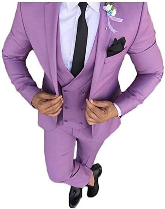 AK Beauty Fashion Lavender 3 Pieces Wedding Suits for Men Groom Tuxedos Men Suitsn