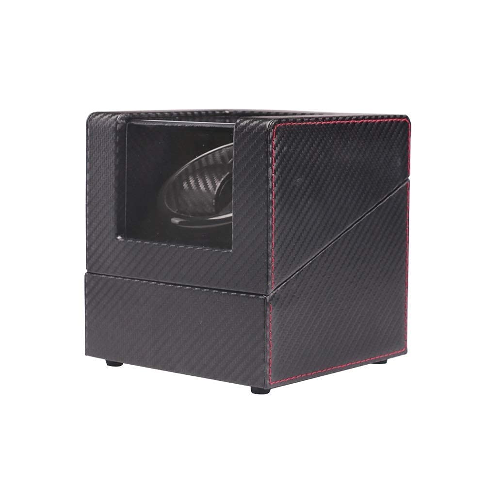 Xiaoxu Remontoir Automatique pour Montres, Cuir PU Noir en Fibre de Carbone, Moteur Ultra Silencieux, Coussins Souples