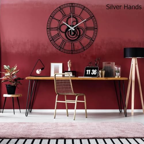 Image of Wall Clock Stylish Metal Analog Wall Clock for Living Room, Bedroom, Office, Kitchen, Home and Hall | Antique Fancy Big Size Modern Wall Watch (Black(DA-190), 40 CM)