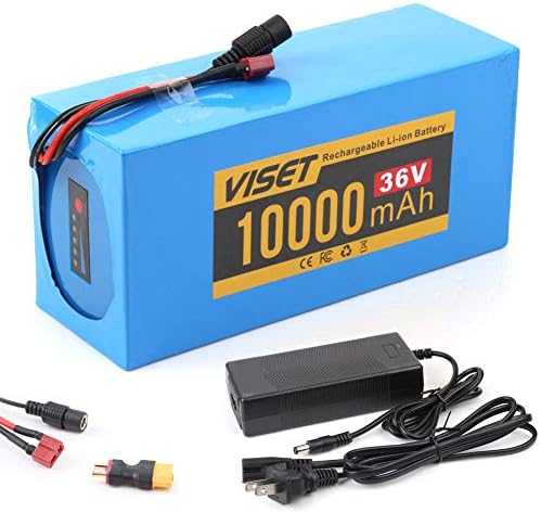 VISET Ebike Battery Pack 36V 48V 10Ah 14Ah 20Ah Electric Bike Battery Li-ion with 2Ah Charger for 350W 450W 750W 500W 800W 1000W Electric Bicycle Motor (36V 10Ah Light 200W-500W)