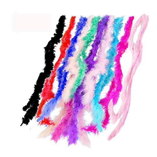 10Pcs Mini 6.6Ft Marabou Feather Boas, 78Inch Colorful Feathers Dress Up Boa For Unisex Diy Fancy Dress Accessory Costumes Stage Performances Parties Decoration Mardi Gras Christmas New Year Halloween #TOP9