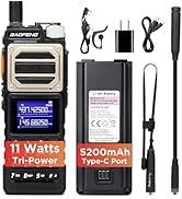 BAOFENG UV-25 11W Tri-Power Handheld Jamón Radio, UHF VHF MW FM Aire NOAA Multi-Band Receptor,...