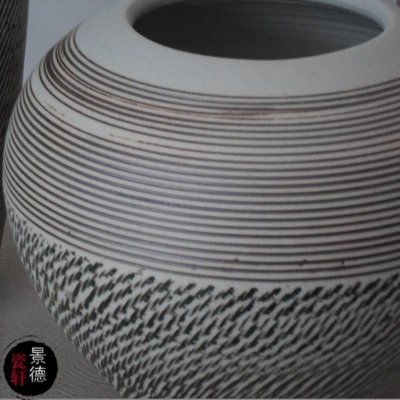 Vase en céramique de Jingdezhen blanc : ensemble de 3 ornements de salon pour meuble et comptoir - 3