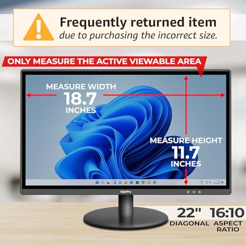 Image of SightPro 22 Inch 16:10 Computer Privacy Screen Filter for Monitor - Privacy Shield and Anti-Glare Protector