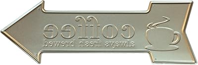 Amazon Com New Deco Coffee Metal Tin Sign With Rustic Retro Arrow Decorative Sings For Cafe Pub 16 9x6 Inches Everything Else