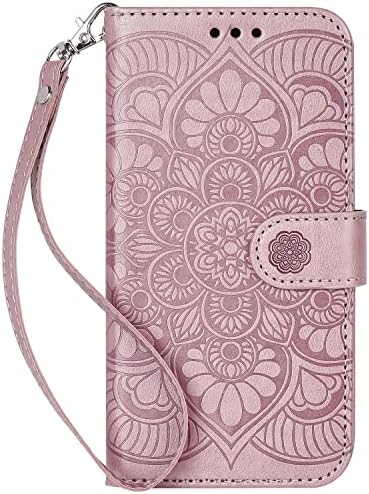 Ateeky iPhone 13 Wallet Case, [Stand Feature] Protective PU Leather Flip Cover with Credit Card Slot[Side Cash Pocket (Rose Gold)