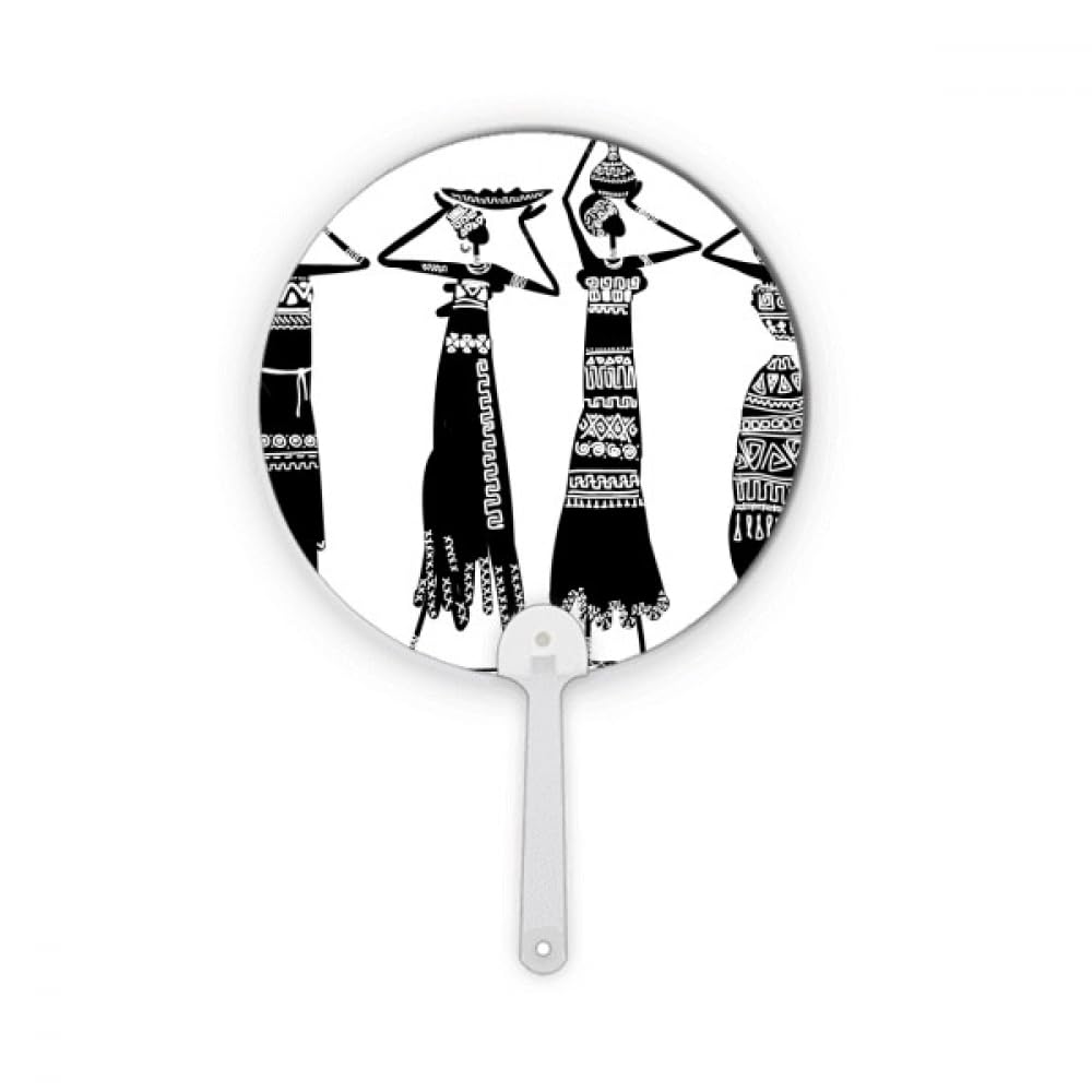 Éventail rond portable noir aborigène parfait pour vos sorties d'été en plein air