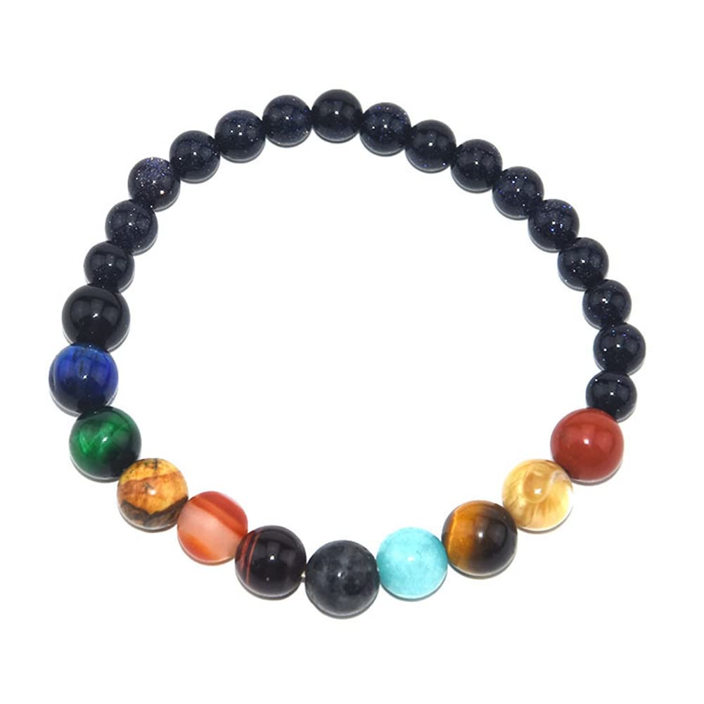 Bracciale Sistema Solare In Pietra Naturale - Design Universo, Unisex, Per Guarigione E Meditazione, Regolabile - Foto 4