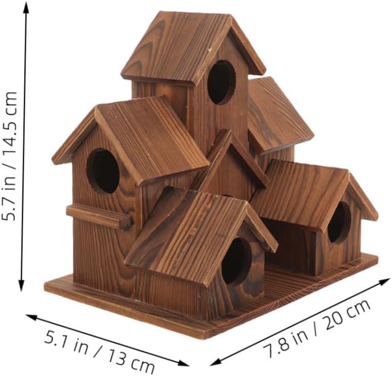 TEHAUX 2pcs Rustic Wooden Birdhouse for Outdoor Hanging, Wild Bird Nesting Box Cottage Style, Garden Wood Bird Feeder Nest Box for Backyard Wildlife Viewing