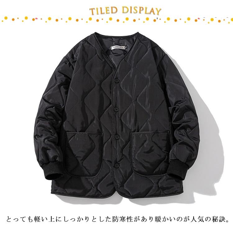 Amazon.co.jp: 中綿ジャケット ノーカラージャケット メンズ ユニ 