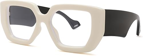 Miniatura 7 de NULOOQ Gafas de luz azul con montura gruesa para mujer, gafas cuadradas de gran tamaño, transparentes sin receta