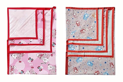 Image of EcoSoft Plastic Sheet,PVC Sheet for Kids,Rubber Sheet for Babies,Bed Wetting Protector(90 x 135 cm) (Pink Bear & Pink Star Bear)