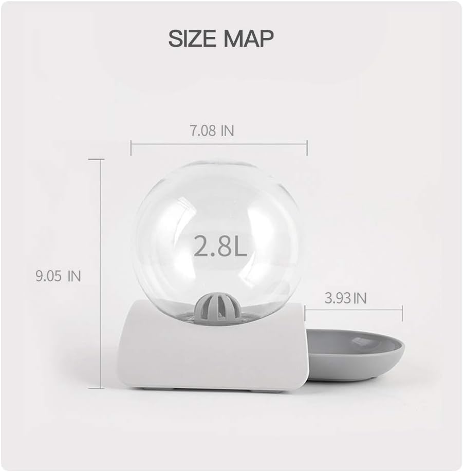 Replendish Gravity Waterer Dog Cat Water, Detachable Transparent Bowl Automatic Water Dispenser Bottle Pet Feeder for Small Medium Size Dog Cat 2.8L