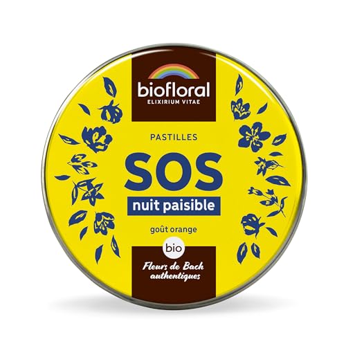 BIOFLORAL - SOS Secours Nuit Paisible BIO - 165 Pastilles - Stop les Pensées répétitives - Fleurs de Bach Authentiques - Sans Alcool