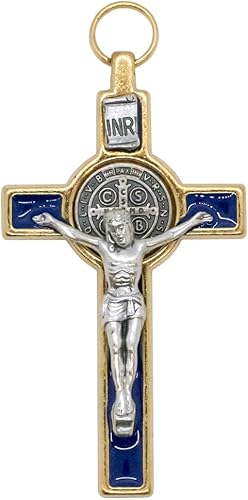 Miniatura 7 de Colgante de metal con crucifijo de San Benito  Patrono de los Estudiantes y Europa  Incluye estuche  Gran regalo católico para la primera comunión y
