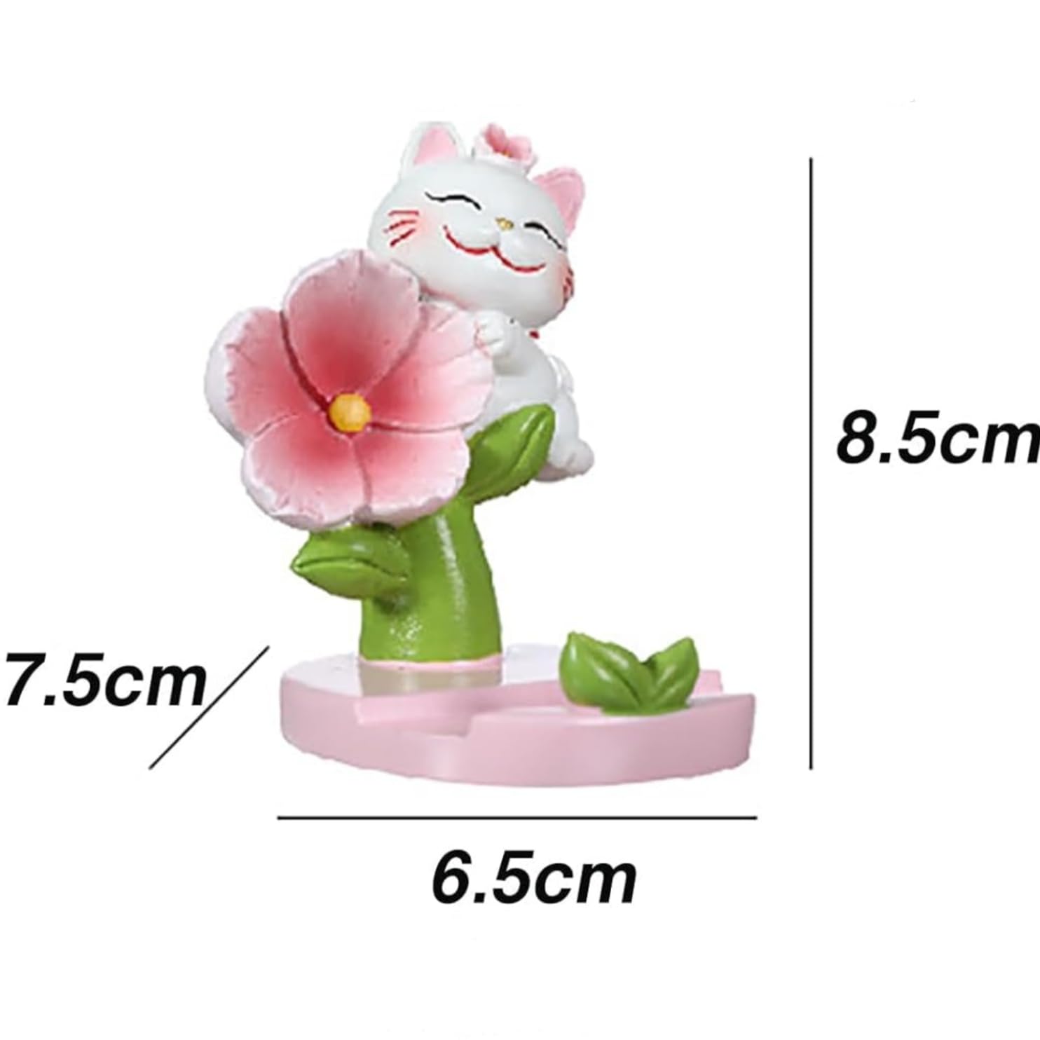 DIFEIUKI Maneki Neko Cherry Blossom Figurine, 2-in-1 Smartphone Stand, Cute, Mini, Cat, Good Luck, Japanese Style, Cat Figurine, Full Atmosphere, Interior Decoration, Tabletop Decoration, Get Well