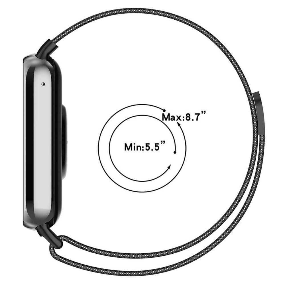 Bransoletka zastępcza do Xiaomi Mi Smart Band 8 Pro / 9 Pro / Redmi Watch 4 / Watch 5, zapięcie magnetyczne, regulowana metalowa bransoletka dla kobiet i mężczyzn