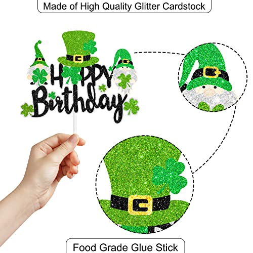 St. Patrick's Day Happy Birthday Cake Topper Holiday Party Or A Birthday Party With A Lucky Clover Theme Gnome Decoration Boy Or Girl Party Supplies -Sugargera #TOP2