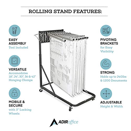 Adir Corp. Mobile Blueprint Storage - Vertical Poster Display Rack And Plans Holder - File Organizer Stand Organization And Storage For Home, Office (Black) #TOP1