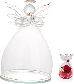 VDCVADKYE Cúpula de Cristal, Figuritas de Flores, exhibición de Cristal, Rosa, cúpula de Cristal, Rosa for el hogar, en Forma de Campana de Cristal