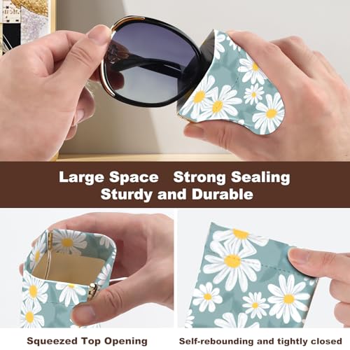 Image of Anikathy 2Pcs Sunglass Eyeglass Glasses Case Soft PU Leather with Cleaning Cloth Portable Glasses Pouch Bag for Men Women