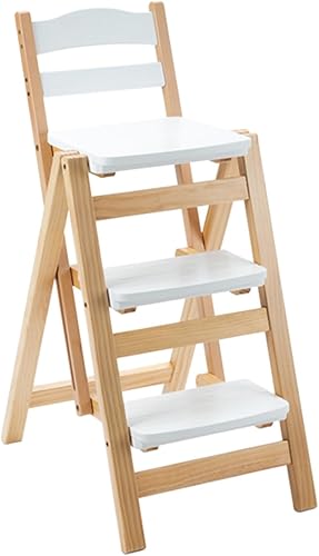 HYFANIYH Taburete de bar plegable, taburete de escalera de 3 escalones, escaleras de madera multifuncionales con capacidad de carga de 330 libras
