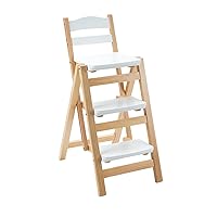 Vista 9 de Taburete de bar plegable, taburete de escalera de 3 escalones, escaleras de madera multifuncionales con capacidad de carga de 330 libras