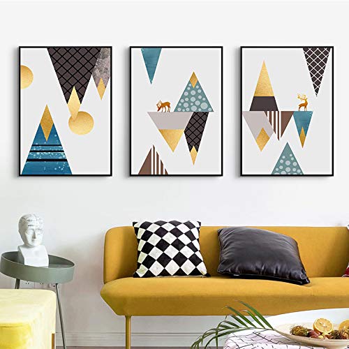 Toile Murale Art Abstrait Géométrique Élan Soleil Doré Haute Résolution
