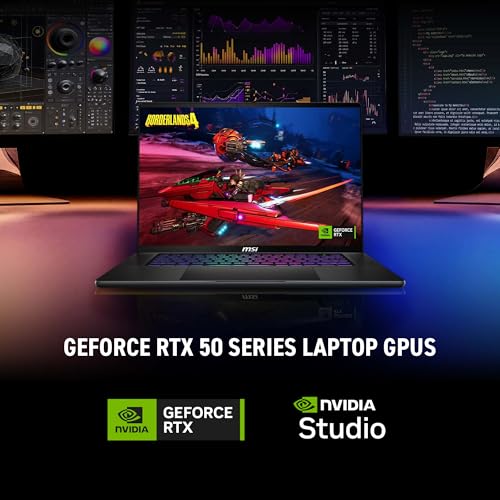 Image of msi Stealth 16 AI+ 16 inch 240Hz QHD+ OLED Gaming Laptop: Intel Core Ultra 9 386H, NVIDIA Geforce RTX 5070Ti, 32GB DDR5, 1TB NVMe SSD, Wi-Fi 7, Win 11 Home: Charcoal Black B3WH-036US