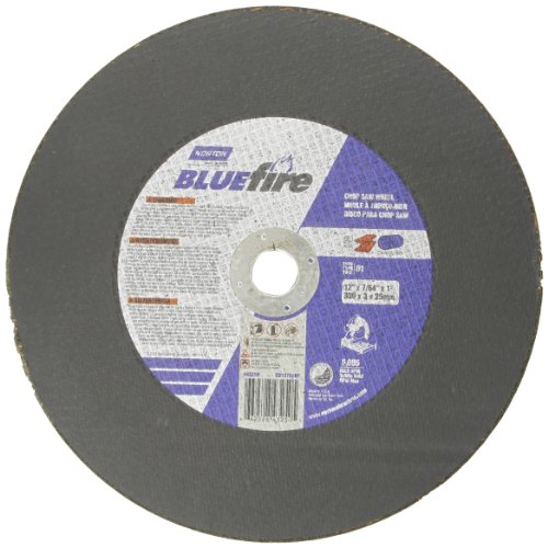 Norton Blue Fire Chop Saw Reinforced Abrasive Cut-Off Wheel, Type 01 Flat, Zirconia Alumina and Aluminum Oxide, 1