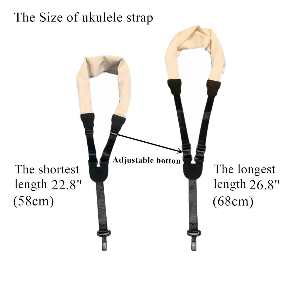Trssorm Ukulele Strap Scarf Style Adjustable Neck Strap and Ukulele Belt with Hook for Guitar, Skin, 75 - Image 2
