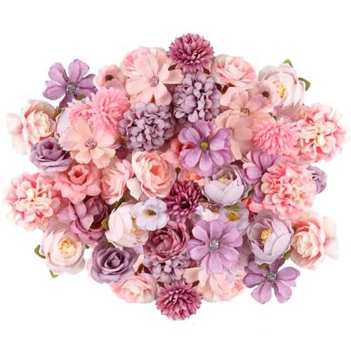 Esshogo 40 Stück Kunstblumen zum Basteln, Mini Deko Blumen Künstlich, Blumen wie echt, Künstliche Blüten