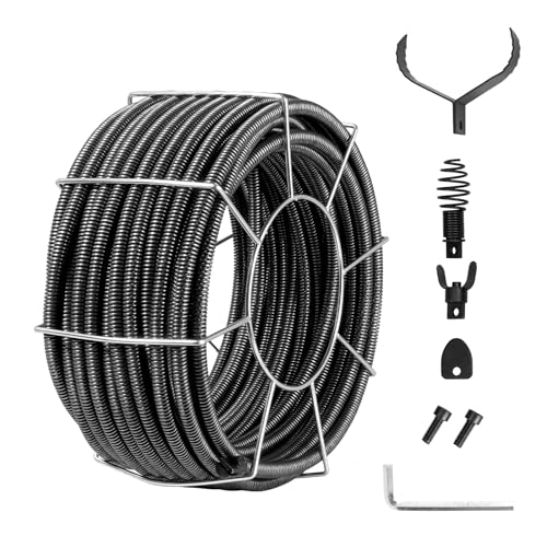 Happybuy 100 FT Drain Cleaning Cable, 3/4 Inch, Solid Core Steel with 4 Cutters, for 3.9