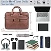 seyfocnia Men's Business Travel Briefcase Leather Messenger Bags Laptop Bag 17.3 inch Work Computer Bag Satchel Bag (Brown) #1
