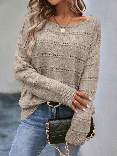 Sweaters for Women Long Sleeve Boat Neck Soft Oversized Pullover Sweater Tops4