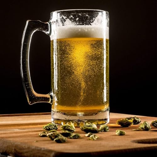 Image of WRINGO Big Beer Mugs Set of 2, 500ML Glass Mug with Handle, Large Big Heavy Mugs for Freezer, Multipurpose Mugs, Dishwasher & Microwave Safe (BR-08)
