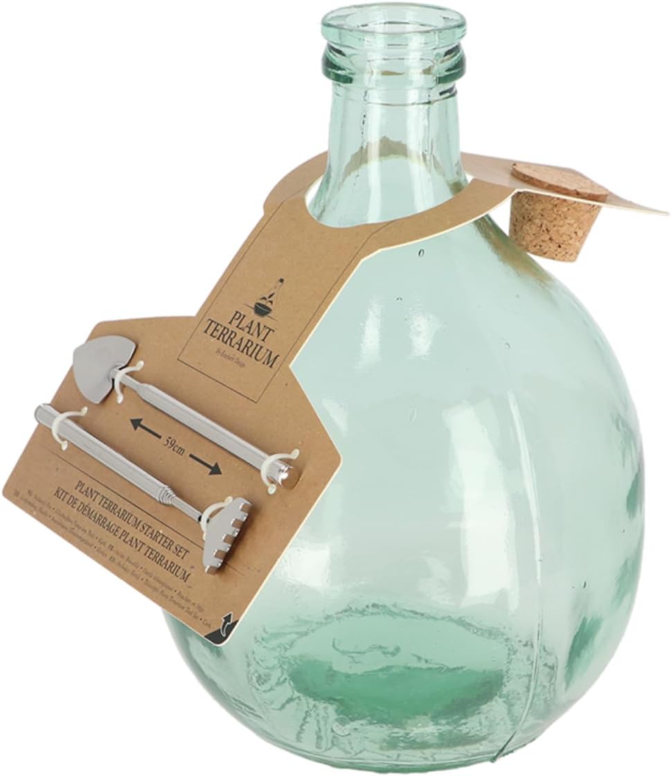 Esschert Design AGG47 Terrarium Bottle Planter with Tools-Small, Green