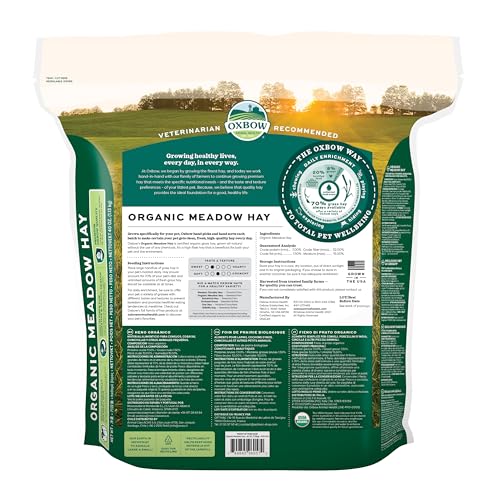 Image of Oxbow Organic Meadow Hay, Rabbit & Guinea Pig Hay, High Fiber, 40 oz | Hand-Sorted, De-Dusted, Oxbow Hay, Organic, Bunny Hay For Rabbits, Guinea Pigs, Bunnies and Chinchillas, Made in USA