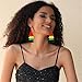 DIYANMMY 3 Tier Layered Colorful Tassel Earrings Bohemian Big Dangle Drop Fashion Jewelry Earrings for Women Valentine Birthday Party. (Red Yellow Green Balck)