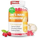 Marpvore Lions Mane Gummies, Organic Lion's Mane, Lions Mane Gummies for Adults, with Ashwagandha & Alpha GPC, Cortisol Supplements for Women & Men, 60 Counts