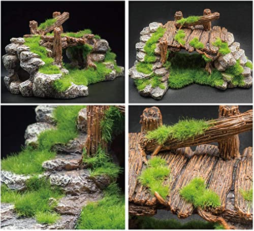 Fish Tank Decoration Moss Rockery Stone Plants Wood Ruins Landscaping Turtle Tank Decoration Fish Shrimp Shelter #TOP5